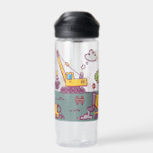 Kinder Leuke Bouwplaats & Voertuigen Waterfles (Achterkant)