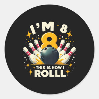Kinder leuke bowling verjaardagsfeestje ik ben 8 d ronde sticker