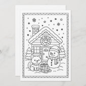 Kinder Leuke Kerst Sneeuwman Kleuren Flat Note Kaa Feestdagenkaart (Voorkant / Achterkant)