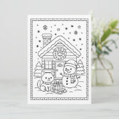 Kinder Leuke Kerst Sneeuwman Kleuren Flat Note Kaa Feestdagenkaart (Staand voorkant)