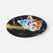 Kinder leuke tijger verjaardag papieren bordje (Gekanteld)