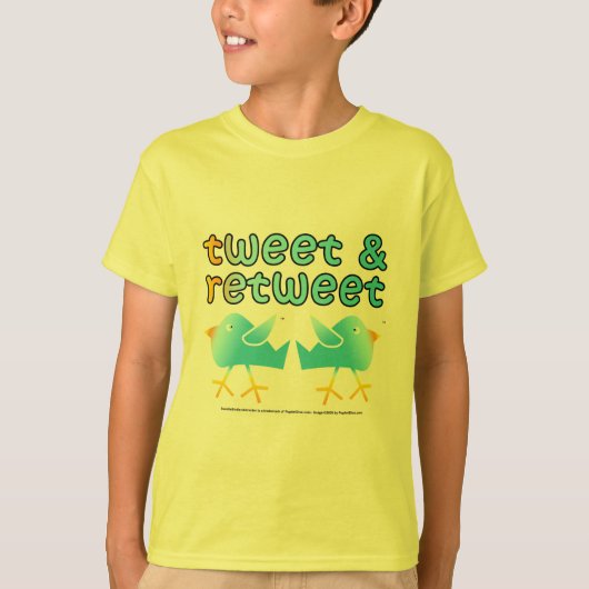 Kinder lichte T - shirts met tweet en retweet (Voorkant)