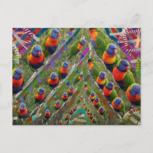 KINDER liefde Papegaaien Briefkaart