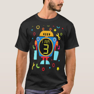 Kinder Little Robot Birthday 3rd Birthday technicu T-shirt