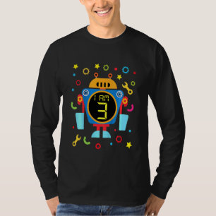Kinder Little Robot Birthday 3rd Birthday technicu T-shirt