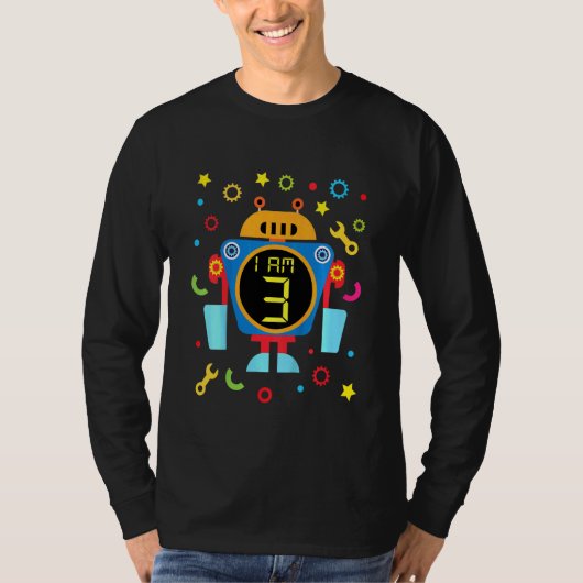 Kinder Little Robot Birthday 3rd Birthday technicu T-shirt (Voorkant)