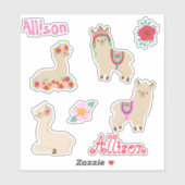 Kinder Llama gepersonaliseerde leuke set Sticker (Vel)