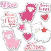 Kinder Llama Love Personalized Fun set Sticker (Voorkant)