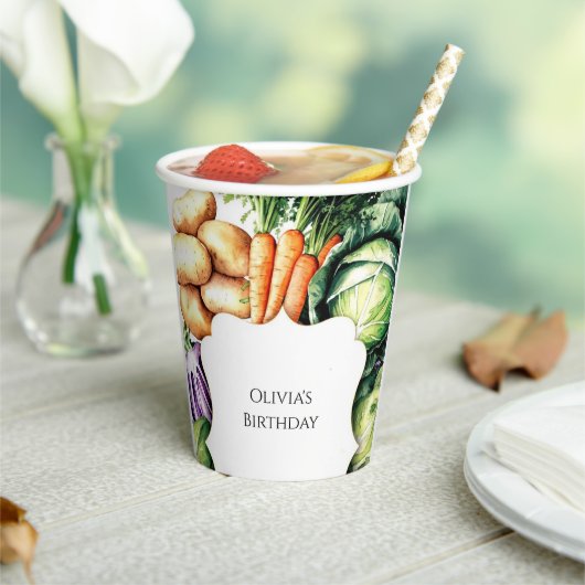 Kinder lokaal geteelde boeren marktverjaardag papieren bekers (Insitu)