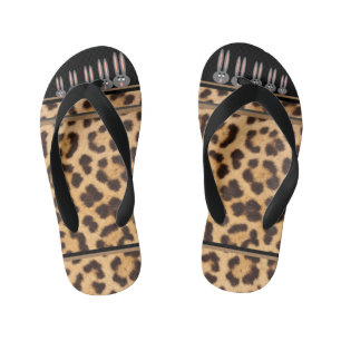 Kinder luipaard Print Bunny Toes Teenslippers