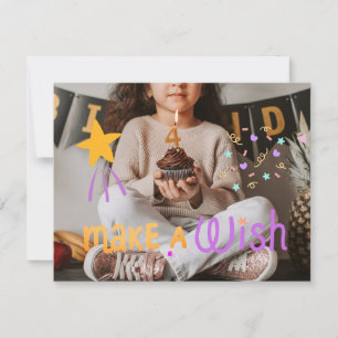 Kinder Maak een wens 4e foto Verjaardag Kaart