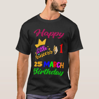 Kinder Maart Meisjes Verjaardag 25 Maart 1ste Jubi T-shirt