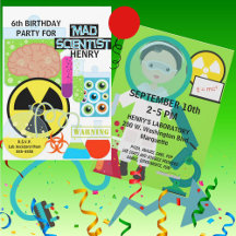 Kinder Mad Scientist Science Lab Verjaardagsuitnod