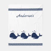 Kinder marineblauwwalvis fleece deken (Voorkant)