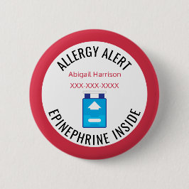 Kinder medische waarschuwing Allergie Epinefrine I Ronde Button 5,7 Cm
