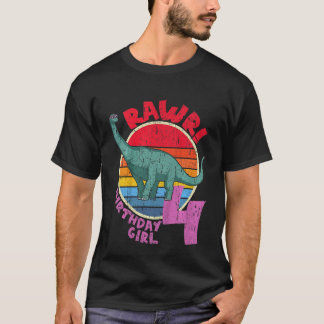 Kinder meisje, vierde verjaardag, Rawr! Brachiosau T-shirt