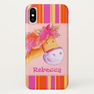 Kinder meisjes genoemd pony roze iphonehoesje iPhone x hoesje