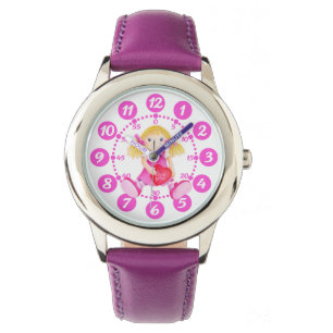 Kinder meisjes roze, rode en witte pop kunst pols  horloge