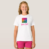 Kinder Meisjes Wit Custom Afbeelding Tekst Naam Sj T-shirt (Voorkant volledig)