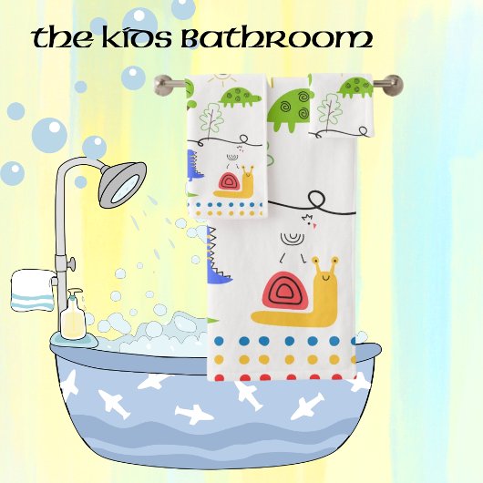 Kinder met dieren gelijkgestelde tekeningen bad handdoek