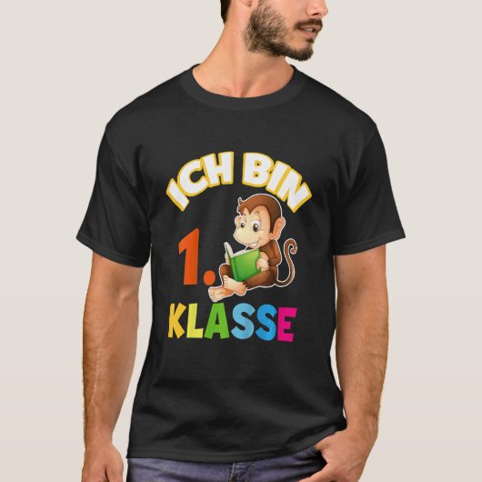 Kinder met Duitse tekst ICH bin 1. Class Monkey (I T-shirt (Voorkant)