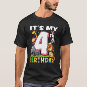 Kinder mijn 4e verjaardag dierentuin Oerwoud Safar T-shirt