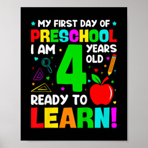 Kinder mijn eerste dag van de kleuterschool 4 jaar poster