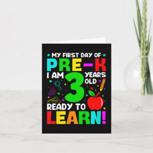 Kinder mijn eerste dag van pre-k 3 jaar oude eerst kaart