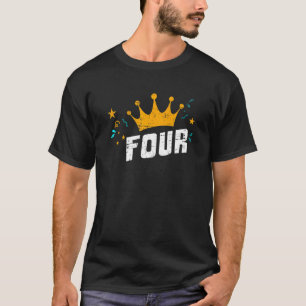 Kinder mijn vierde verjaardag met kroon en ik ben t-shirt