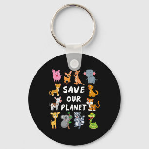 Kinder milieu-Shirt met schattige dieren voor het Sleutelhanger