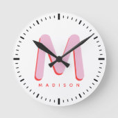 Kinder modern Cute Fun, aangepast 3D-monogram Ronde Klok (Voorkant)