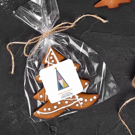 kinder moderne minimal geometrische kerst vierkante sticker