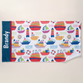 Kinder monogram boten strandlaken (Voorkant)