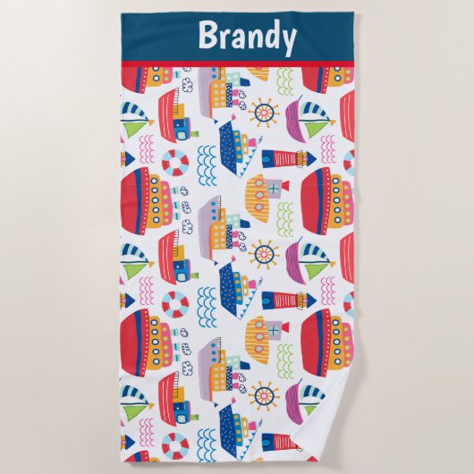 Kinder monogram boten strandlaken (Voorkant)