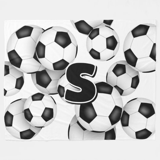 kinder monogram boven gigantische voetballen fleece deken (Voorkant (Horizontaal))