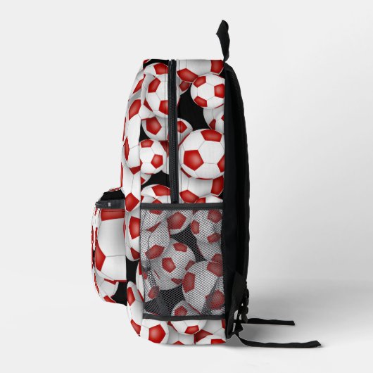kinder monogram rode witte voetballen bedrukte rugzak (Rechts)