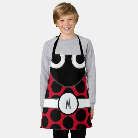 Kinder monogrammen Ladybug Apron Schort (Gedragen)