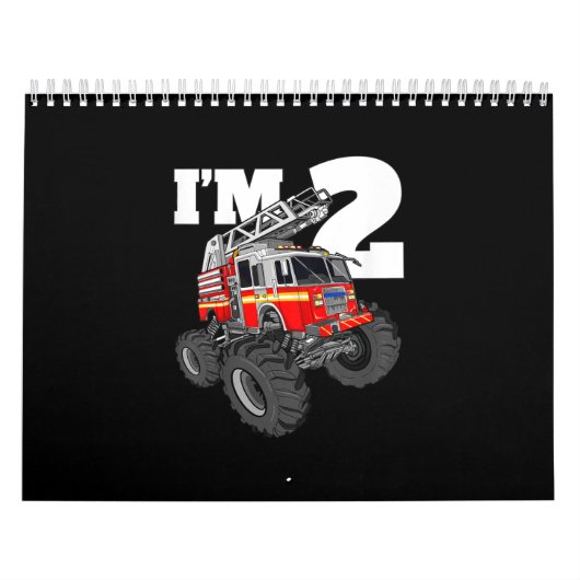 Kinder Monster Fire Truck 2de Birthday Boy 2 Toddl Kalender (Hoes)