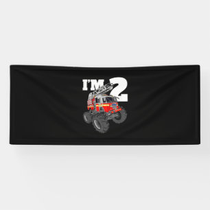 Kinder Monster Fire Truck 2de Birthday Boy 2 Toddl Spandoek