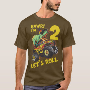 Kinder monster Truck 2e verjaardag Boy Dinosaur 2 T-shirt