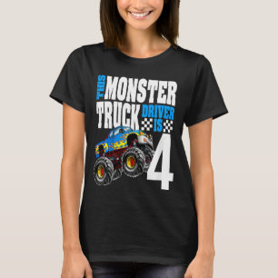 Kinder monster Truck 4e verjaardag 4 jaar oud Mons T-shirt