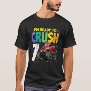 Kinder Monster Truck 7e Verjaardag Dinosaurus 7 Ze T-shirt
