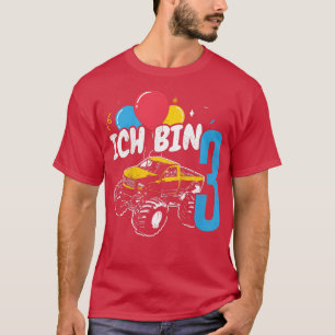 Kinder monster Truck Birthday Gift Ich bin schon 3 T-shirt