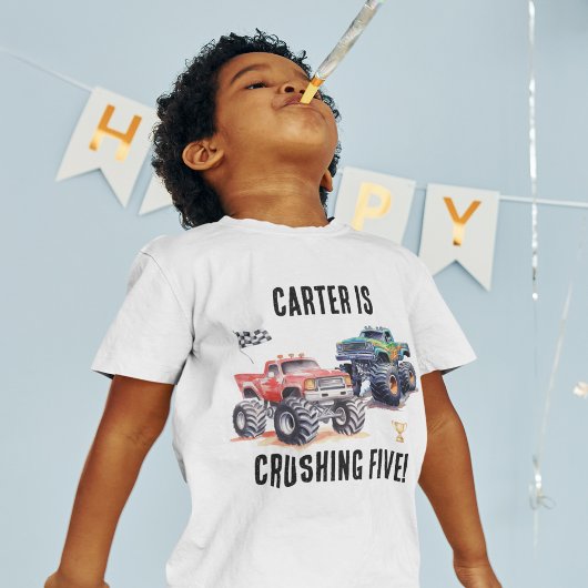 Kinder Monster Trucks Verjaardag T-shirt