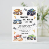 Kinder Monster Trucks Verjaardagsfeest Bedankkaart (Staand voorkant)