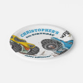 Kinder monstertrucks zijn jarig papieren bordje (Gekanteld)