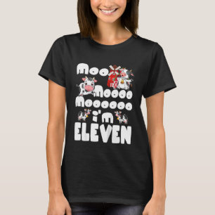 Kinder Moo Moo Ik ben 11 Boerderij Theme 11 jaar T-shirt