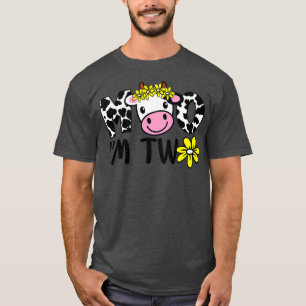 Kinder Mooo Ik ben twee Cute Koe Farmer Baby 2e Bi T-shirt