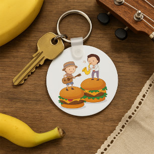 Kinder muziek op gigantische cheeseburgers sleutelhanger