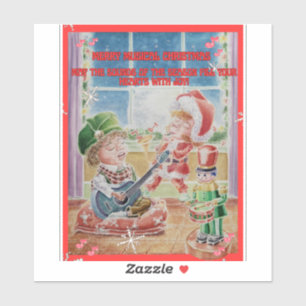 Kinder Muzikale Kerststickers  Sticker